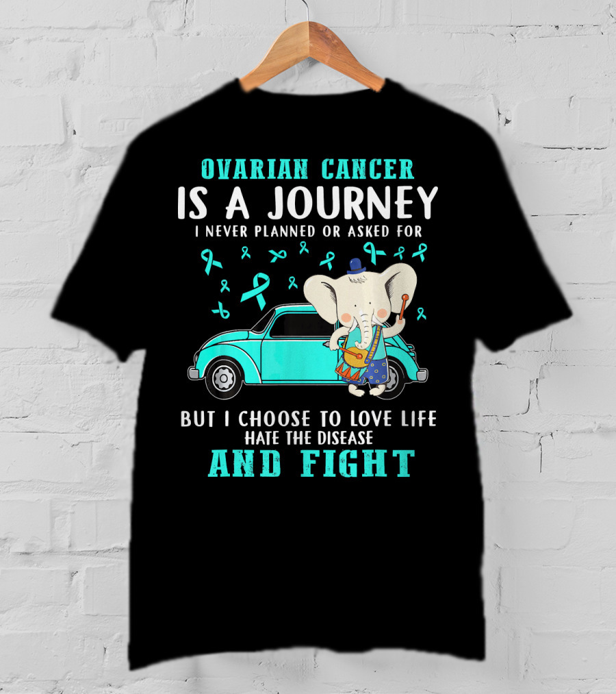 Ovarian Cancer Is A Journey I Never Planned Or Asked For But I Choose To Love Life Hate The Disease And Fight T-Shirt