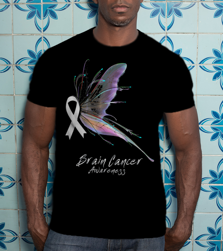 Brain Cancer Awareness Ribbon Butterfly T-Shirt