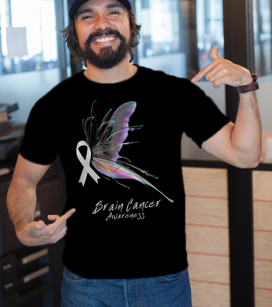 Brain Cancer Awareness Ribbon Butterfly T-Shirt