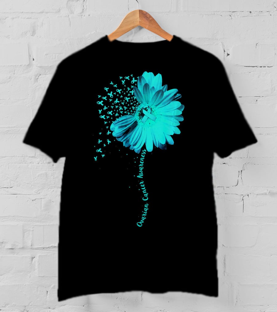 Ovarian Cancer Awareness Sunflower Ribbon Blossoms T-Shirt