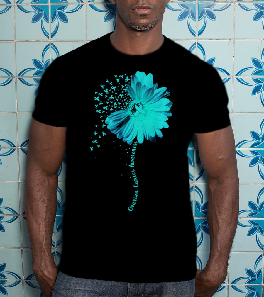 Ovarian Cancer Awareness Sunflower Ribbon Blossoms T-Shirt