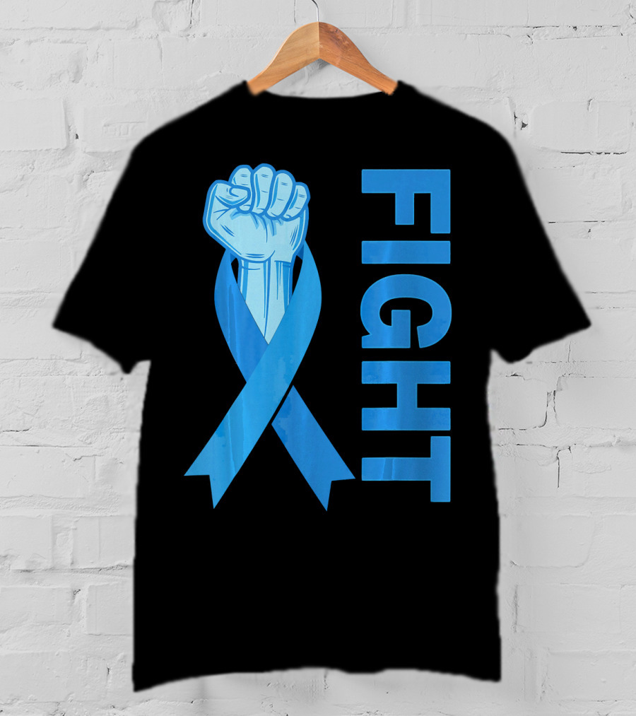Fight Support Colon Cancer Awareness Rib Symbol Fist T-Shirt