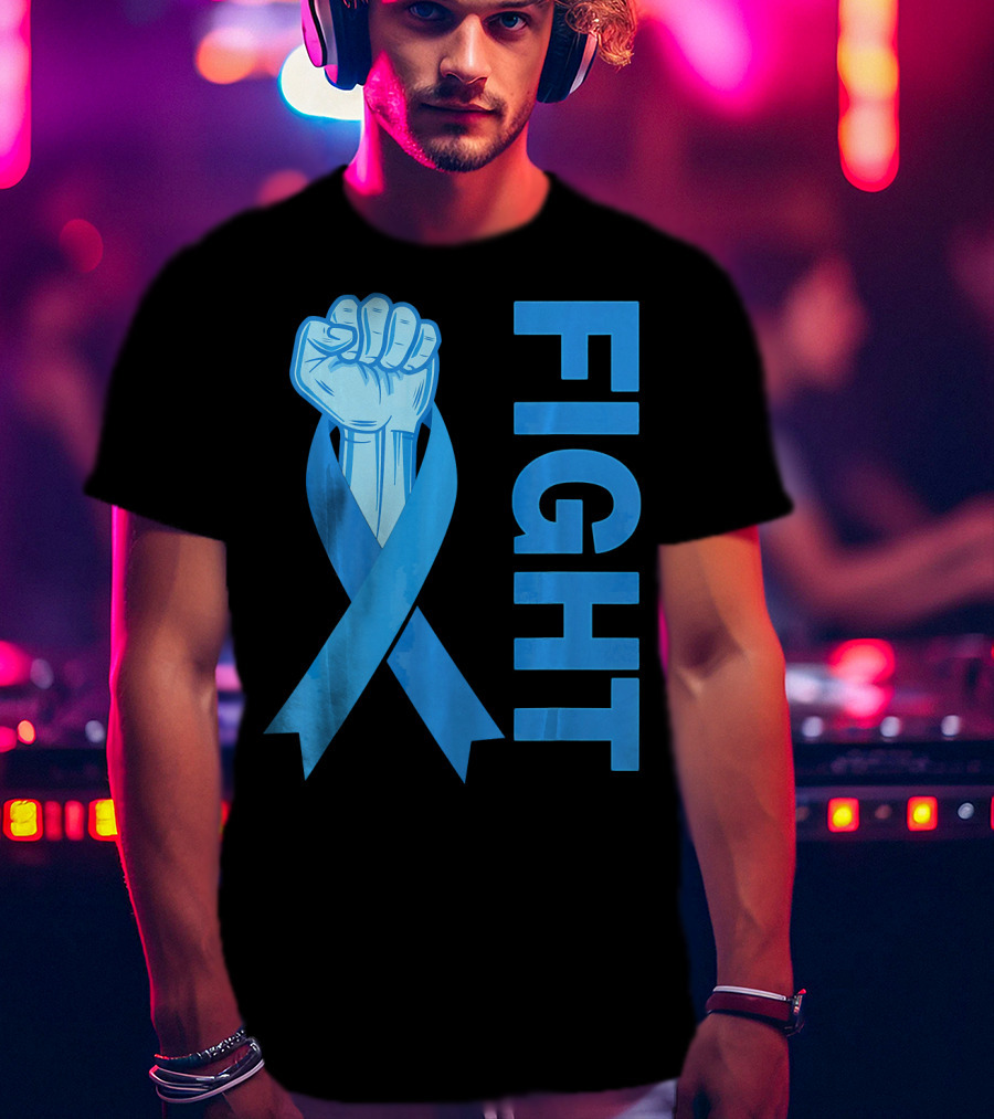 Fight Support Colon Cancer Awareness Rib Symbol Fist T-Shirt