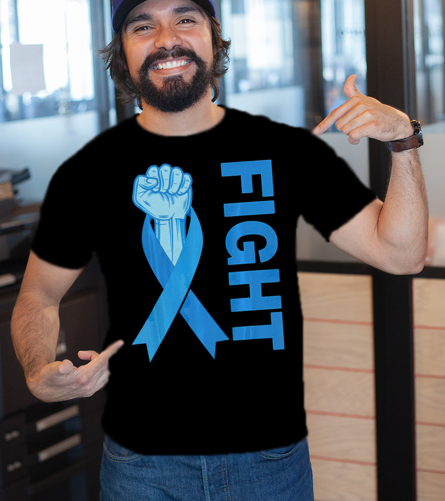 Fight Support Colon Cancer Awareness Rib Symbol Fist T-Shirt