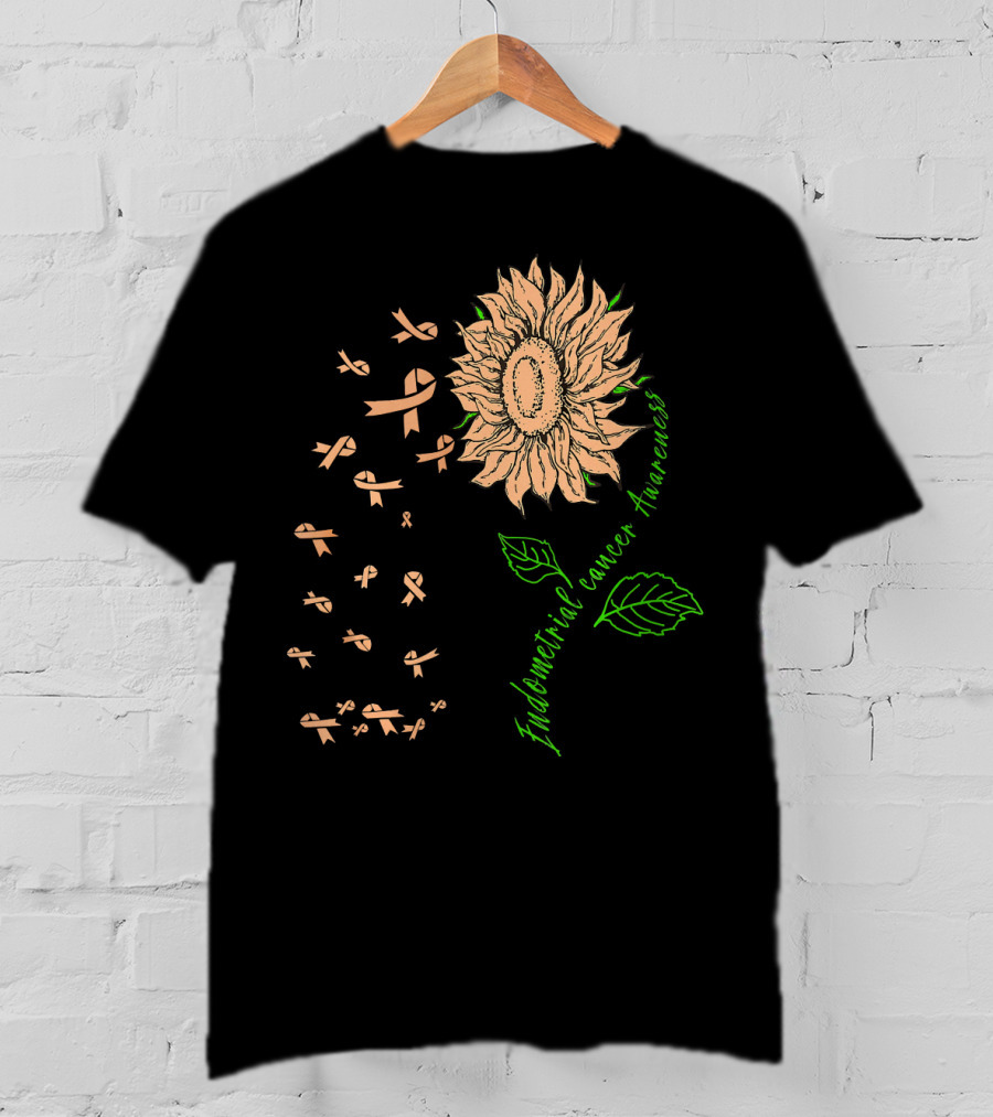 Sunflower Endometrial Cancer Awareness Ribbon Blossoms T-Shirt