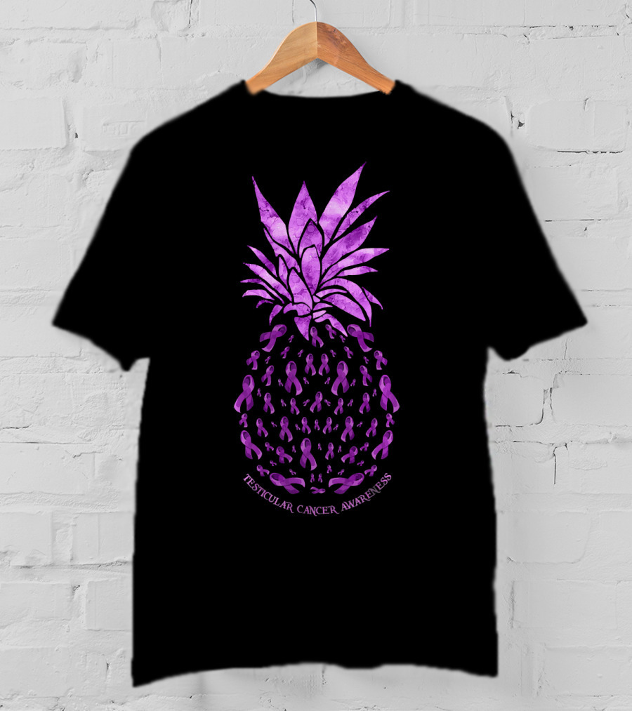 Pineapple With Purple Ribbons For Testicular Cancer Awareness T-Shirt