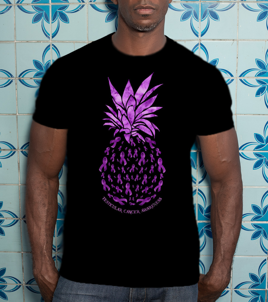 Pineapple With Purple Ribbons For Testicular Cancer Awareness T-Shirt