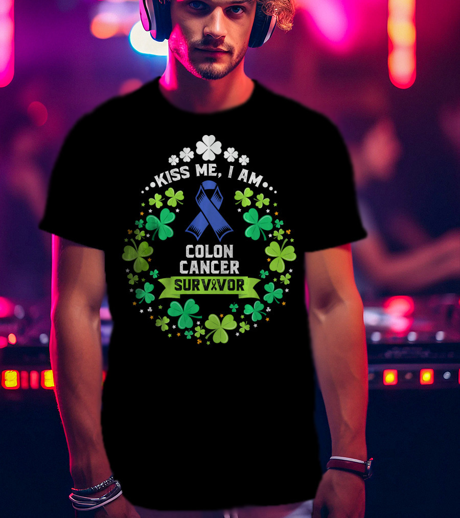Kiss Me I Am Colon Cancer Survivor St. Patrick's Day Awareness T-Shirt
