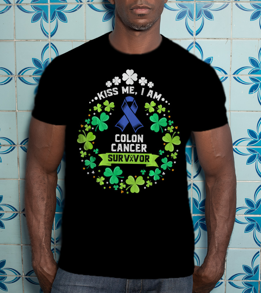 Kiss Me I Am Colon Cancer Survivor St. Patrick's Day Awareness T-Shirt