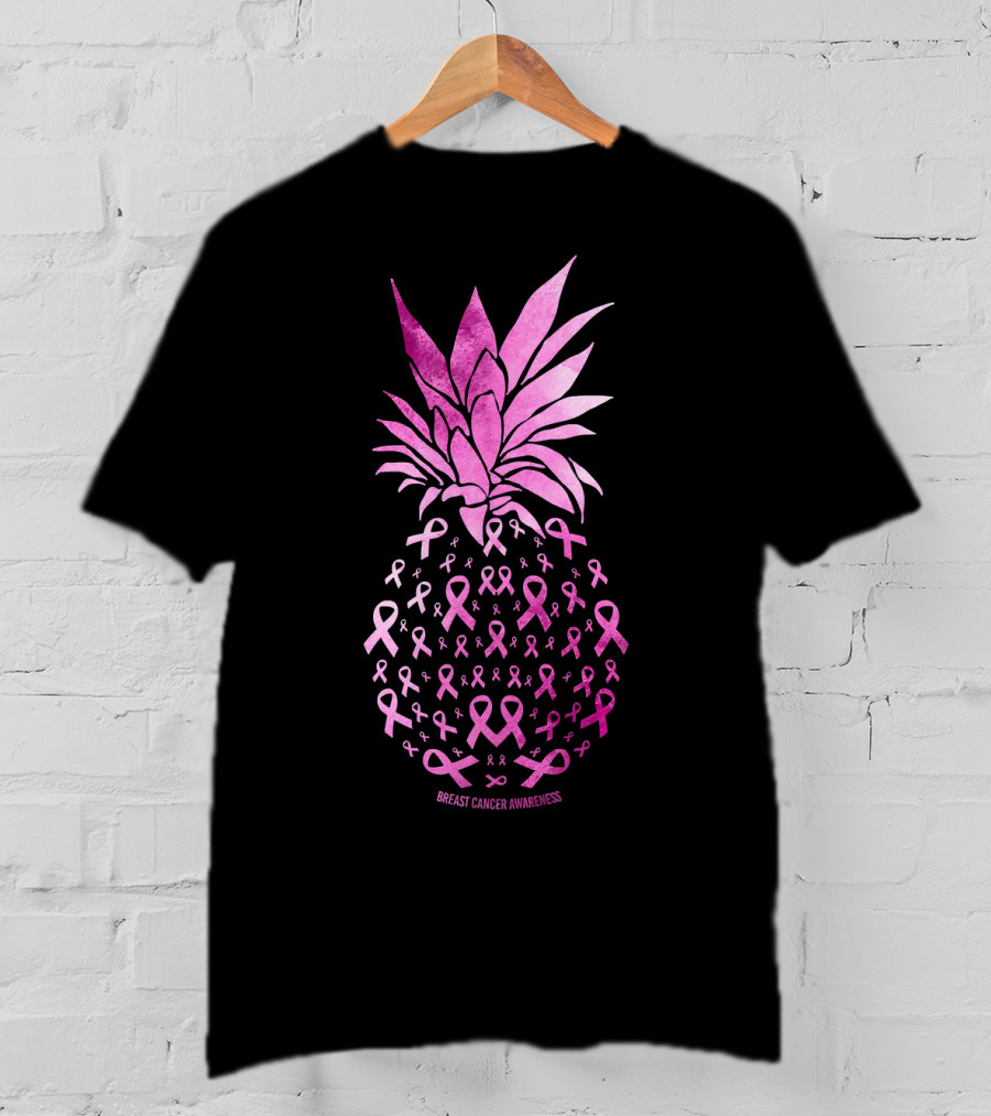 Be A Pineapple Stand Tall Breast Cancer Awareness Pink Ribbons T-Shirt