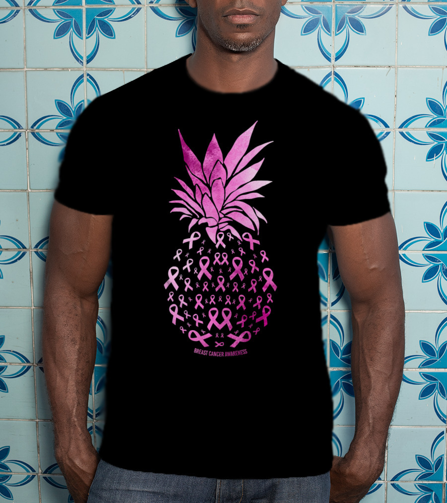 Be A Pineapple Stand Tall Breast Cancer Awareness Pink Ribbons T-Shirt