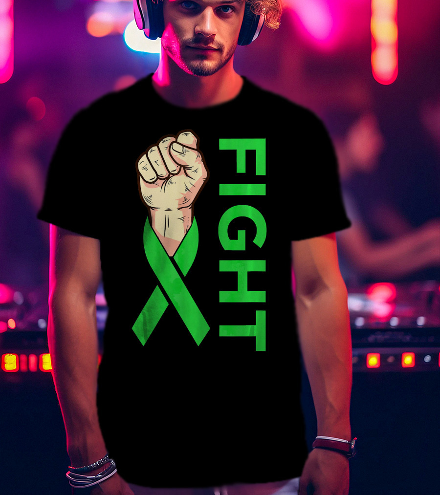 Fist Fight Bile Duct Cancer Green Ribbon Gallbladder T-Shirt