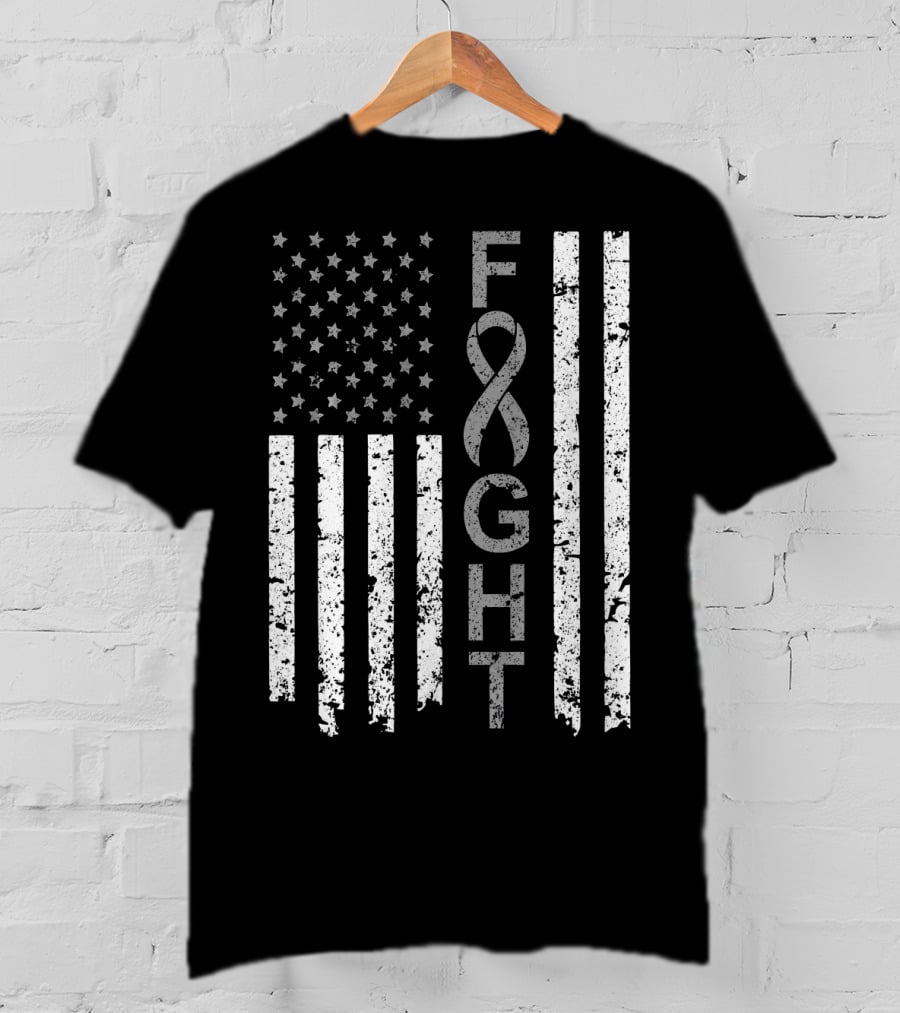Brain Cancer Awareness Fight American Flag T-Shirt