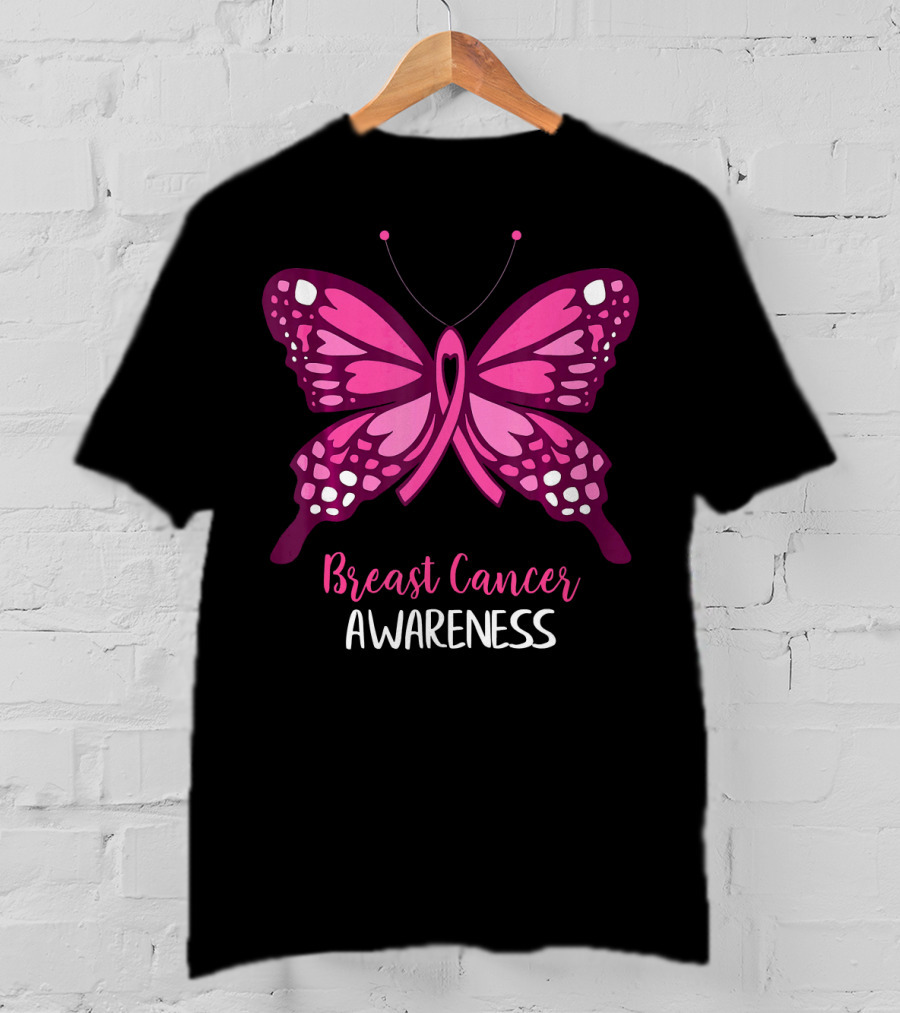 Breast Cancer Awareness Pink Butterfly T-Shirt