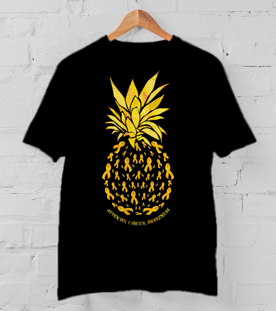 Pineapple Appendix Cancer Awareness Yellow Ribbons T-Shirt