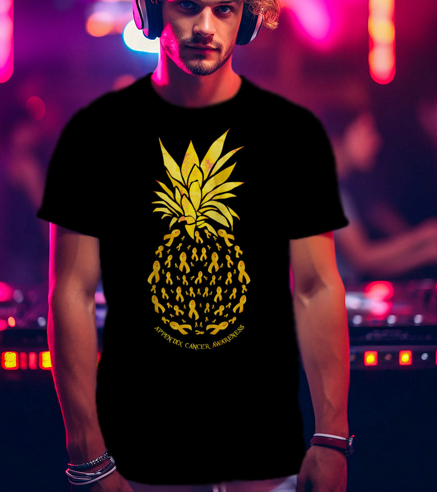 Pineapple Appendix Cancer Awareness Yellow Ribbons T-Shirt