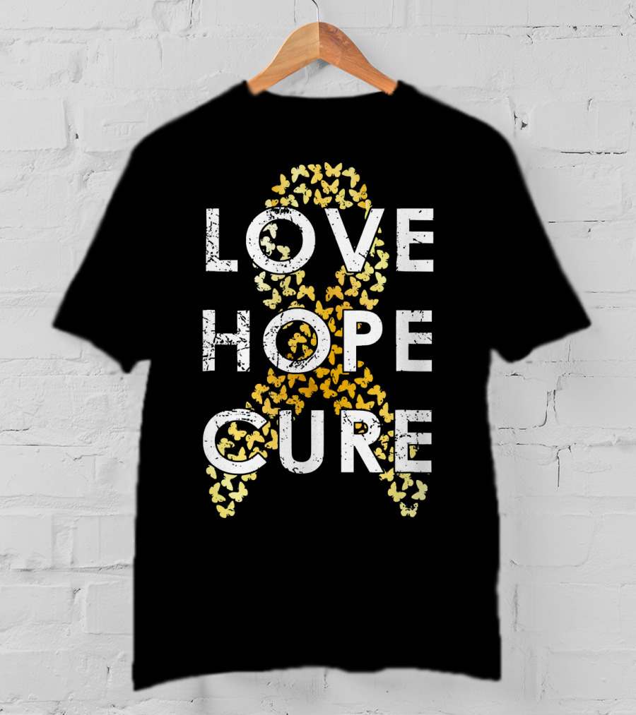 Childhood Cancer Awareness Love Hope Cure Butterflies T-Shirt