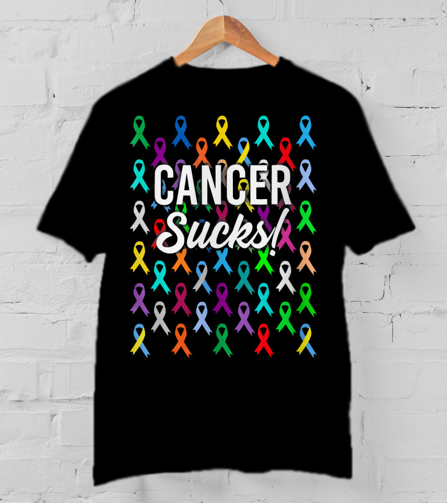 Cancer Sucks Survivor Warrior Ribbon Awareness T-Shirt