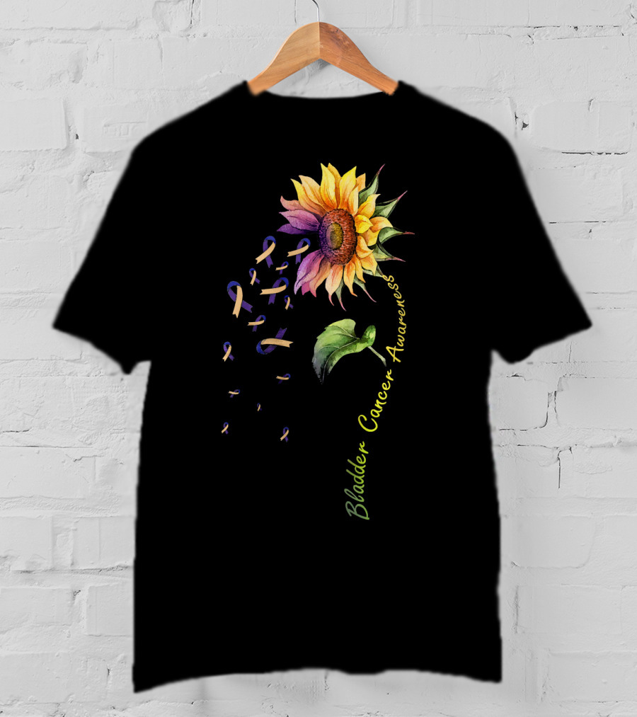 Bladder Cancer Awareness Sunflower Ribbon T-Shirt