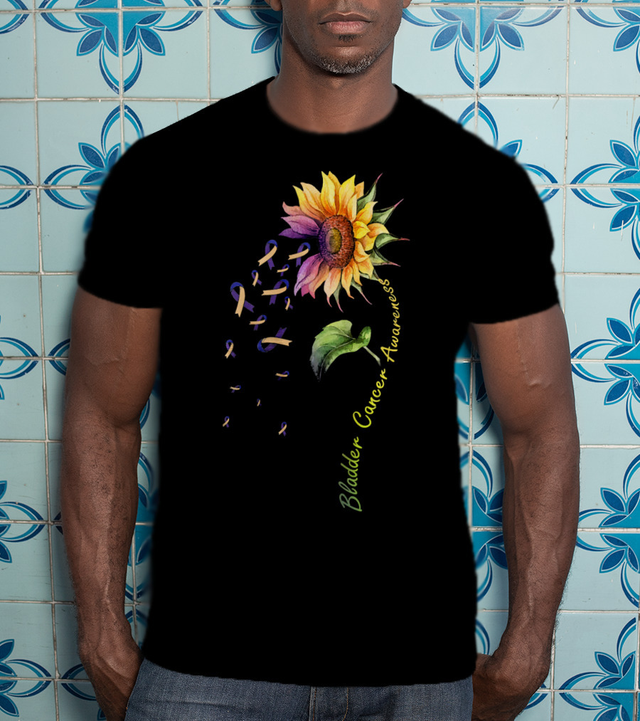 Bladder Cancer Awareness Sunflower Ribbon T-Shirt