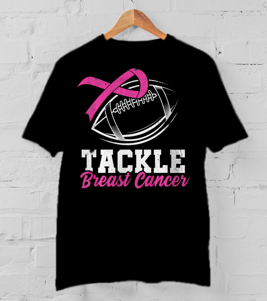Tackle Breast Cancer Football Awareness Pink T-Shirt