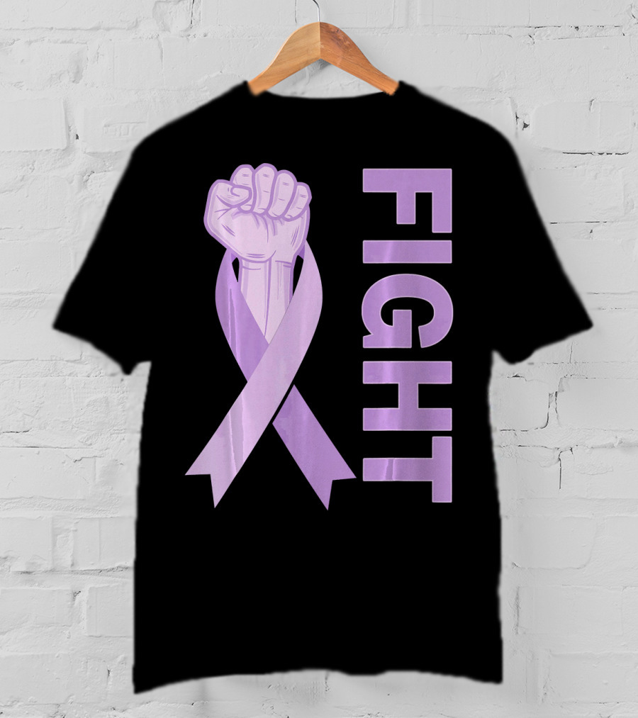 Fight Testicular Cancer Purple Ribbon Fist T-Shirt