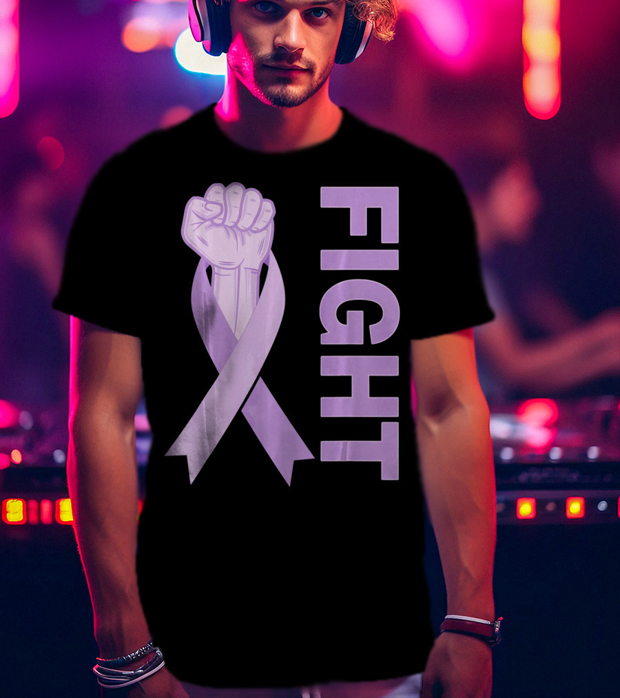 Fight Testicular Cancer Purple Ribbon Fist T-Shirt