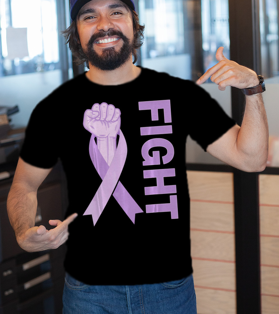 Fight Testicular Cancer Purple Ribbon Fist T-Shirt