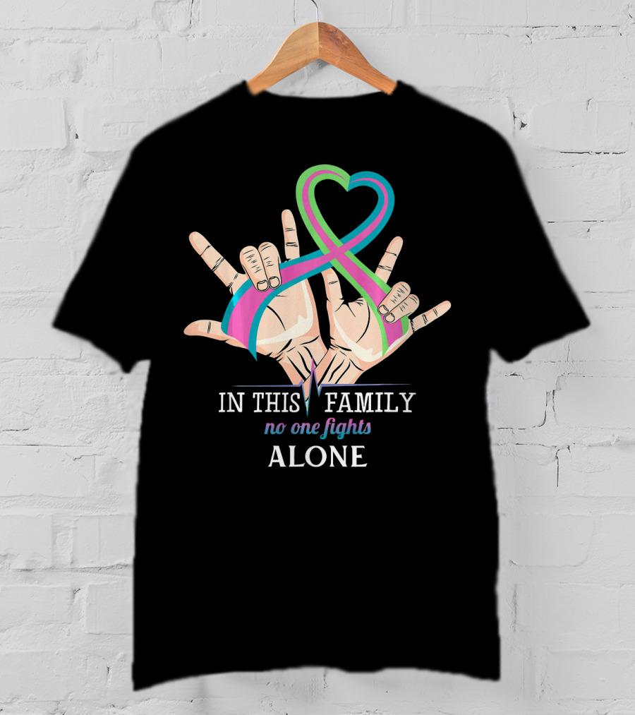 In This Family No One Fights Alone Metastatic Cancer Awareness T-Shirt
