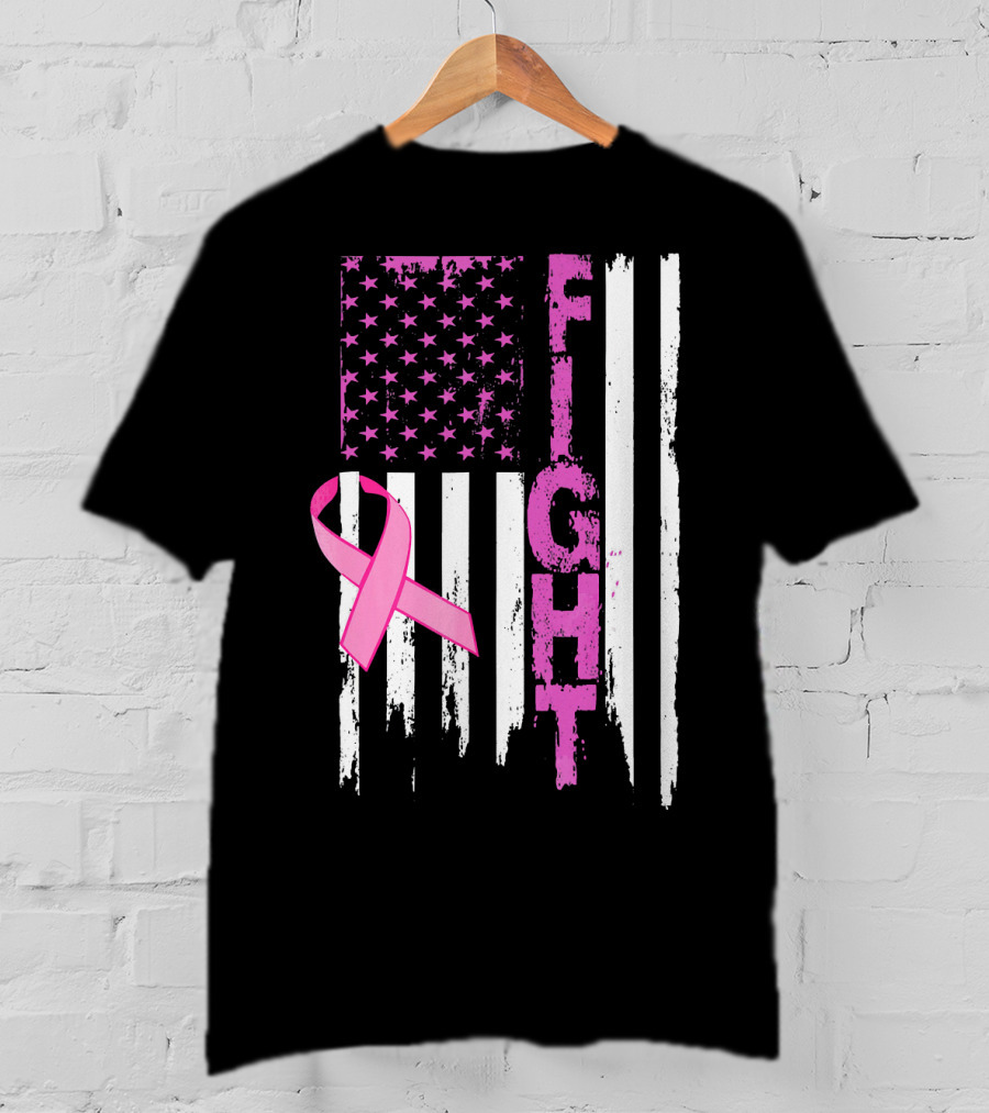 Fight Pink Ribbon Relay For Life Day Flag T-Shirt