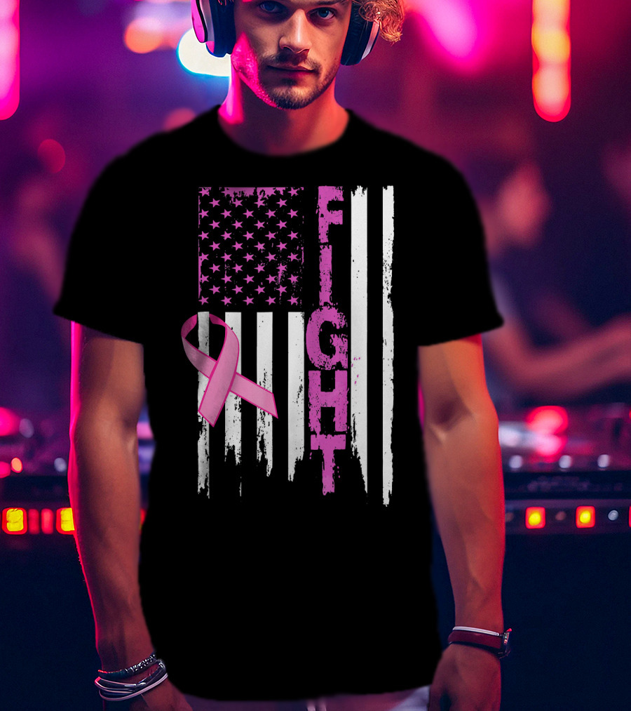Fight Pink Ribbon Relay For Life Day Flag T-Shirt