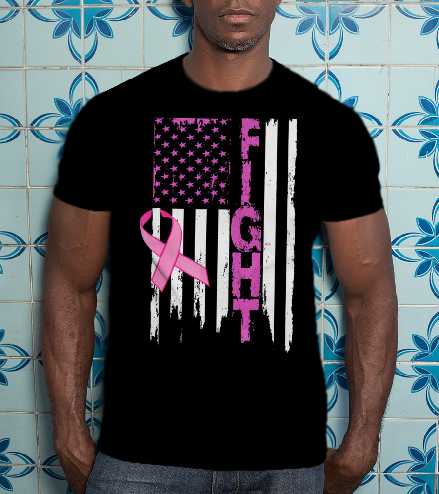 Fight Pink Ribbon Relay For Life Day Flag T-Shirt
