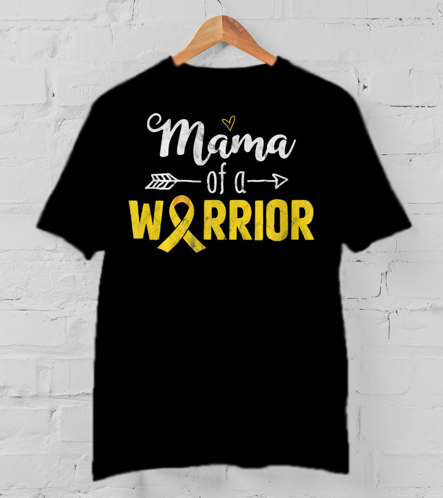Mama Of A Warrior Childhood Cancer Awareness Yellow T-Shirt