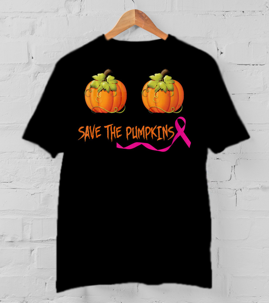 Save The Pumpkins Support Breast Cancer Awareness Pink T-Shirt