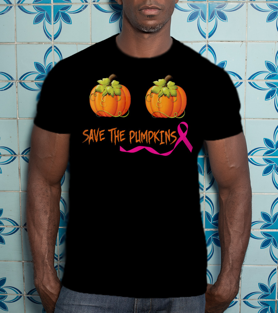 Save The Pumpkins Support Breast Cancer Awareness Pink T-Shirt