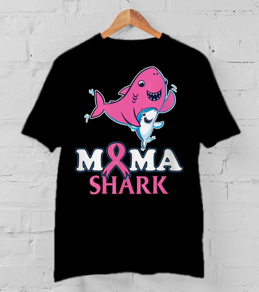 Mama Shark Breast Cancer Awareness Pink T-Shirt