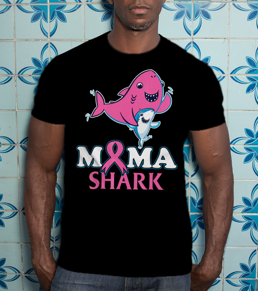 Mama Shark Breast Cancer Awareness Pink T-Shirt