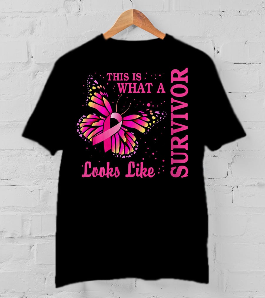 This Is What A Survivor Looks Like Brea Butterfly Pink T-Shirt