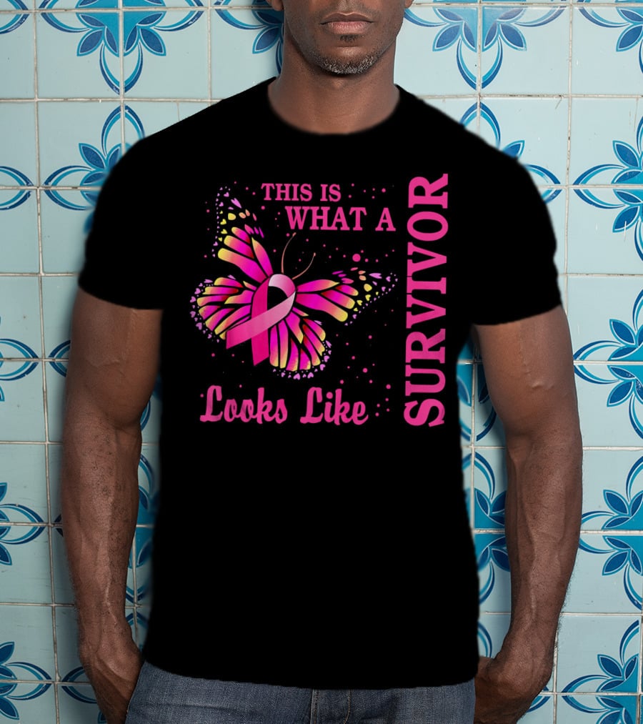 This Is What A Survivor Looks Like Brea Butterfly Pink T-Shirt