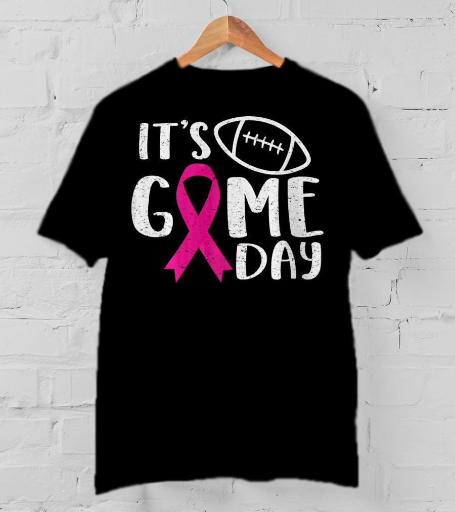 It's Game Day Breast Cancer Awareness Football Pink T-Shirt