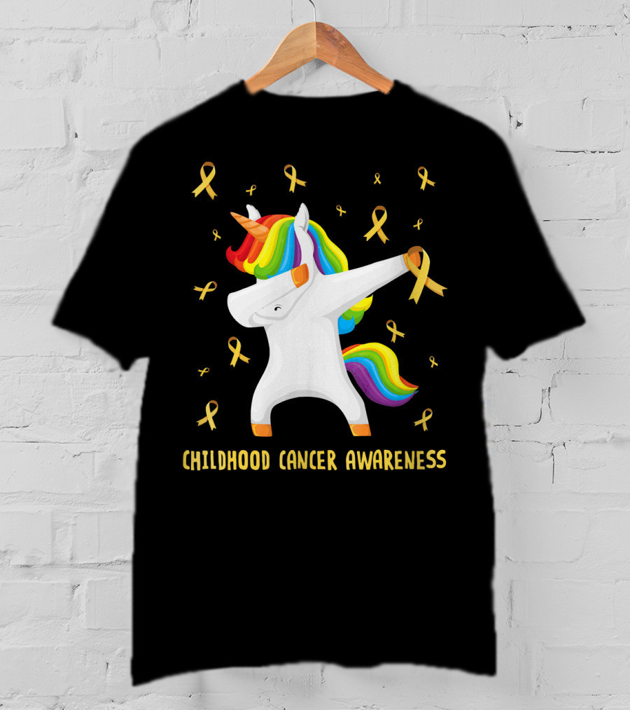 Childhood Cancer Awareness Unicorn Rainbow Ribbons T-Shirt