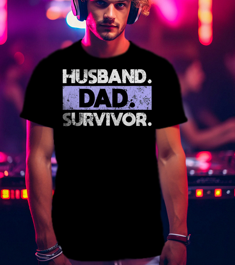 Husband Dad Survivor Cancer Awareness T-Shirt
