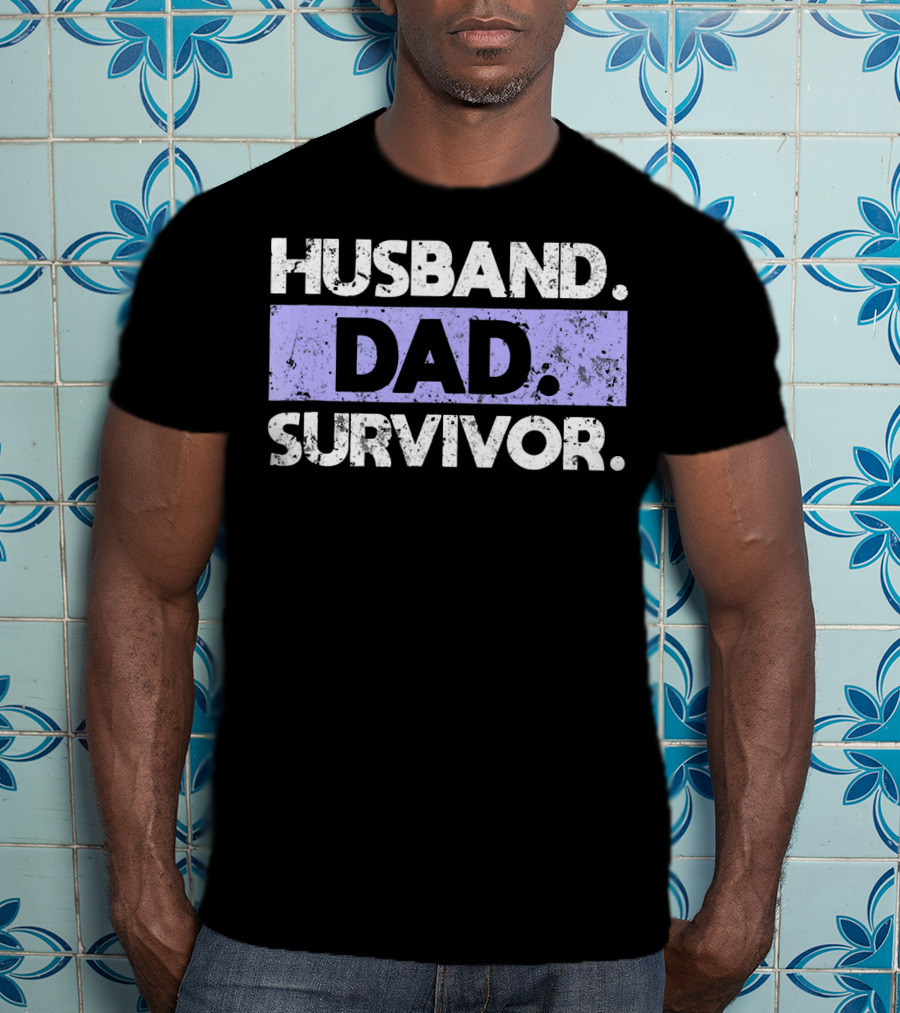 Husband Dad Survivor Cancer Awareness T-Shirt