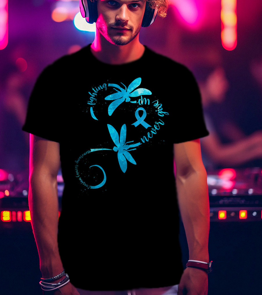 Fighting Never Give Up Ovarian Cancer Awareness Dragonfly T-Shirt