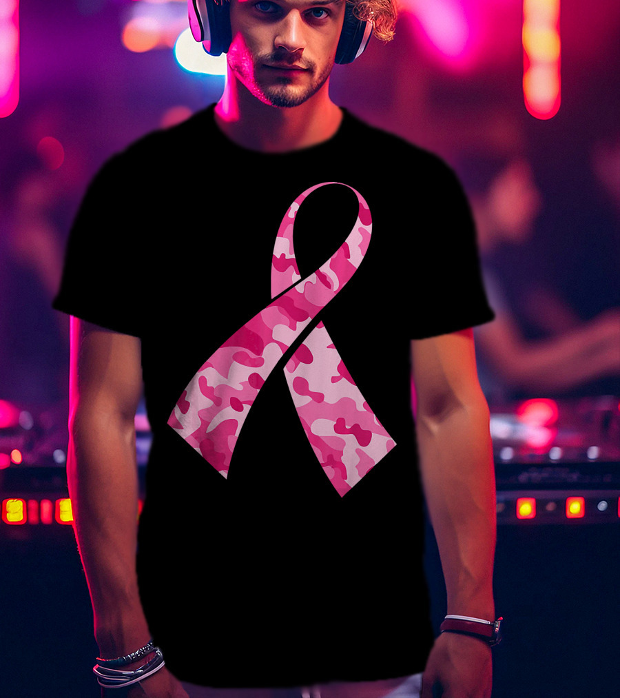 Pink Camouflage Ribbon Breast Cancer Awareness Month T-Shirt