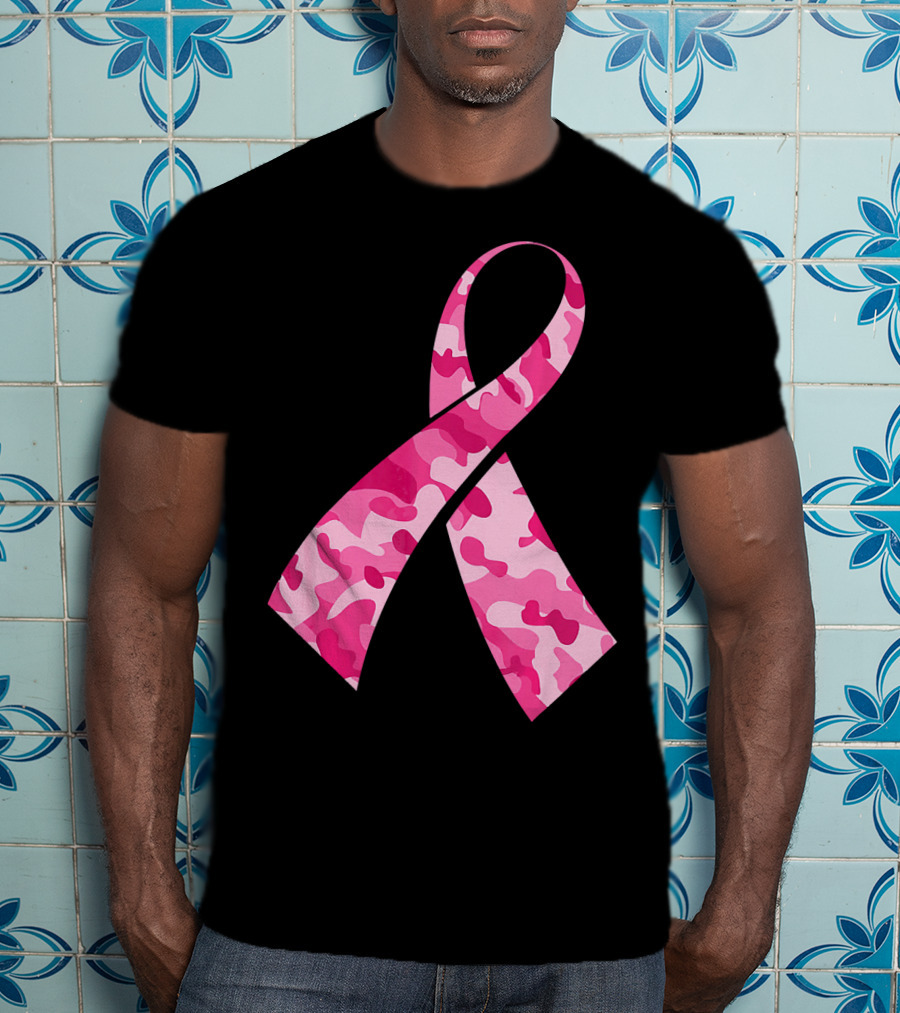 Pink Camouflage Ribbon Breast Cancer Awareness Month T-Shirt