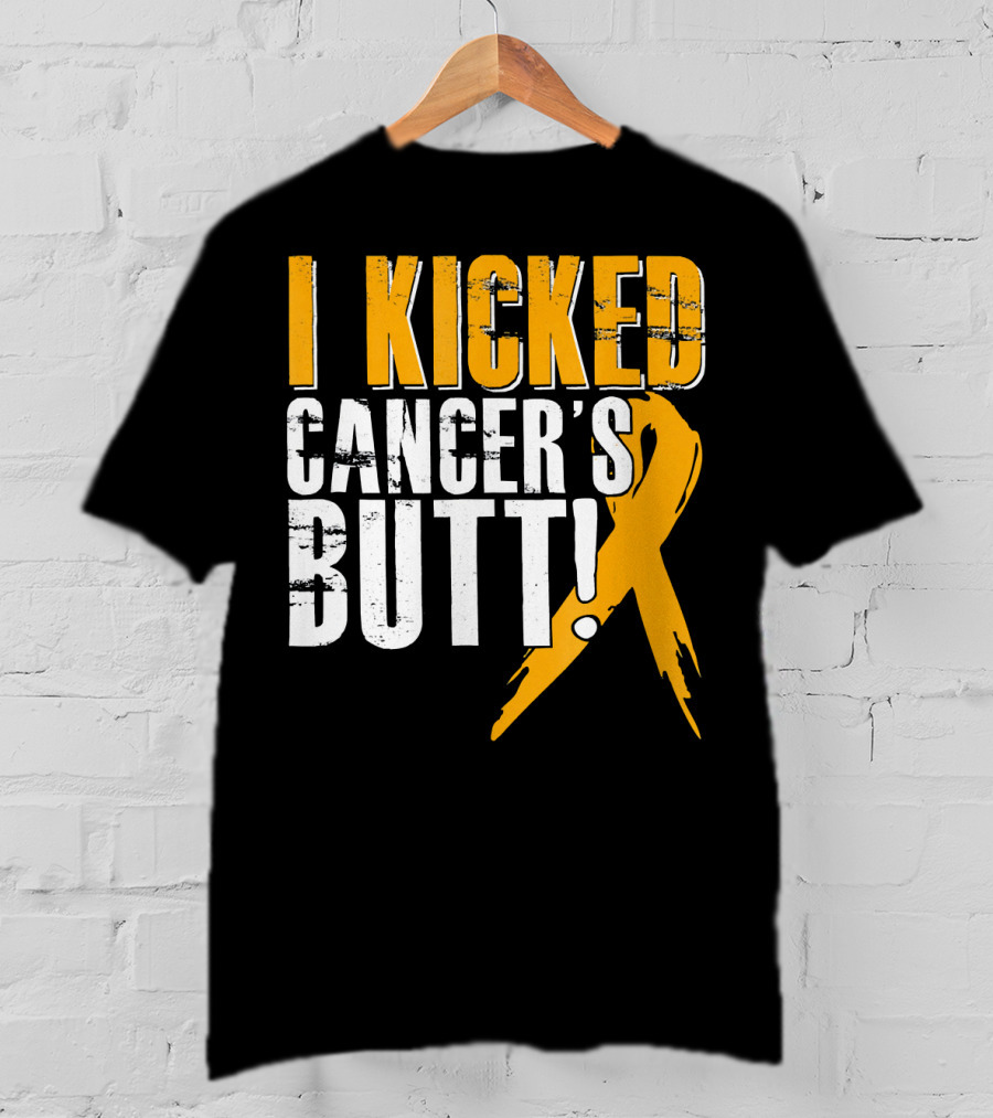 I Kicked Cancer's Butt Childhood Cancer Awareness Survivor T-Shirt