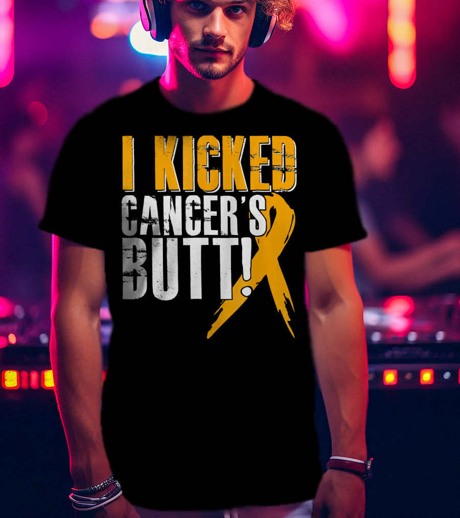 I Kicked Cancer's Butt Childhood Cancer Awareness Survivor T-Shirt
