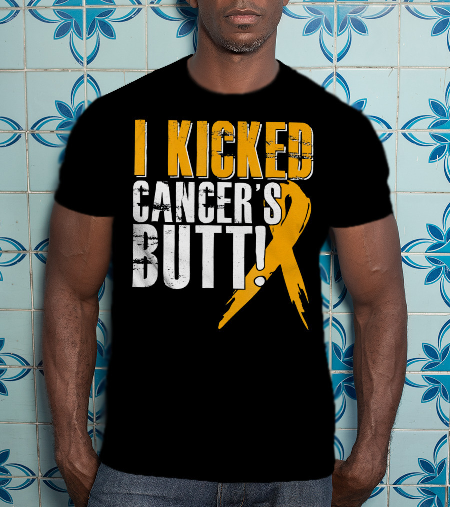 I Kicked Cancer's Butt Childhood Cancer Awareness Survivor T-Shirt