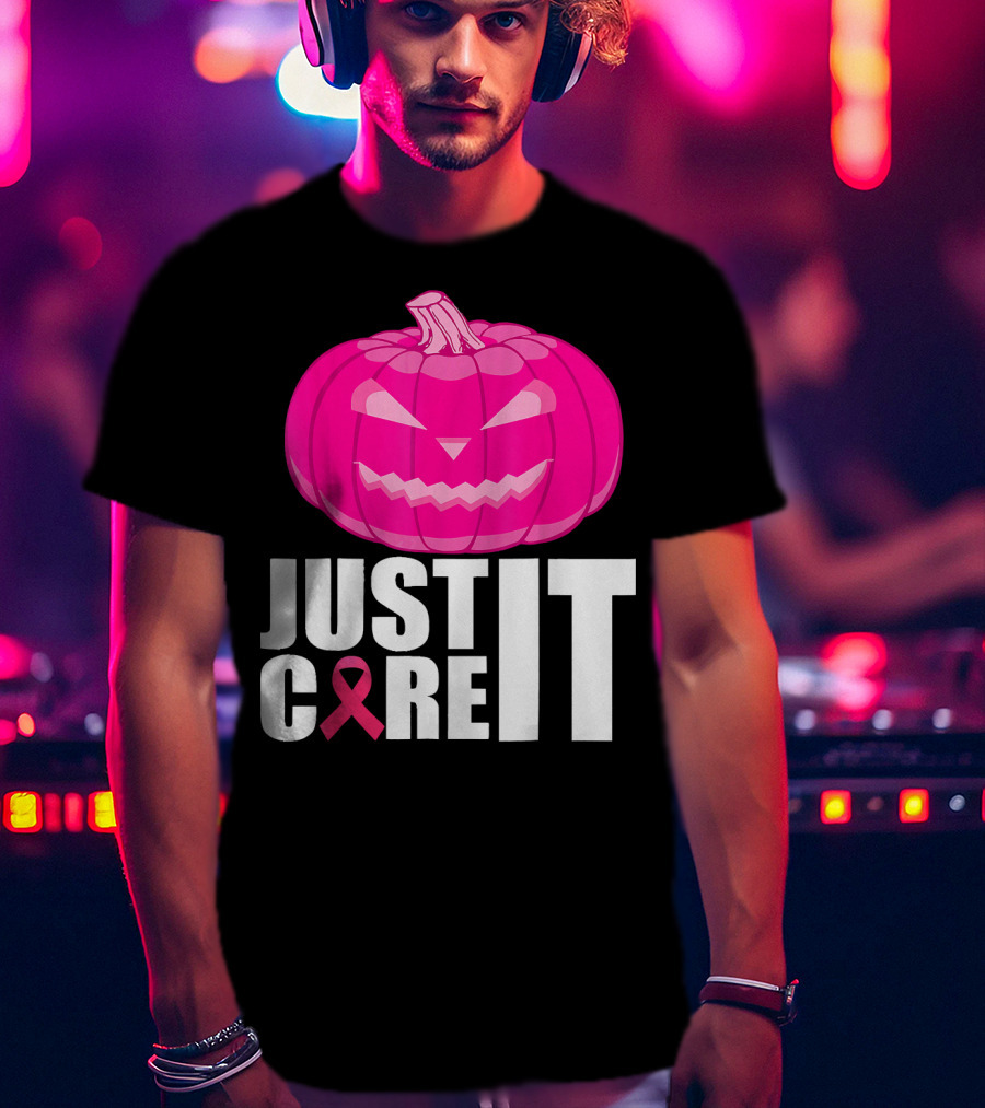 Just Cure It Pink Pumpkin Breast Cancer Awareness T-Shirt